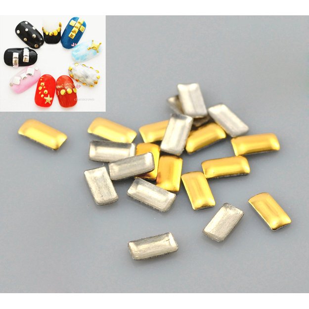 Akutės nagams aukso stačiakampės 4x2mm, 1000vnt