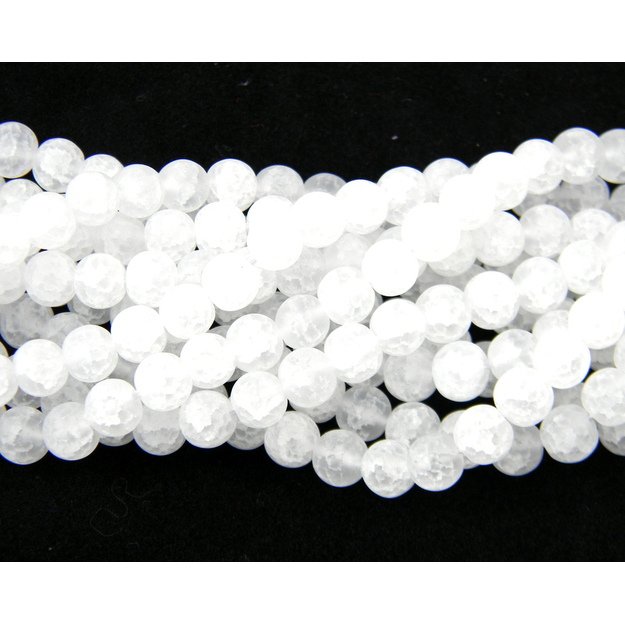 <b>Kalnų krištolas sintetinis</b> daužtas matinis apvalus 6mm, juosta