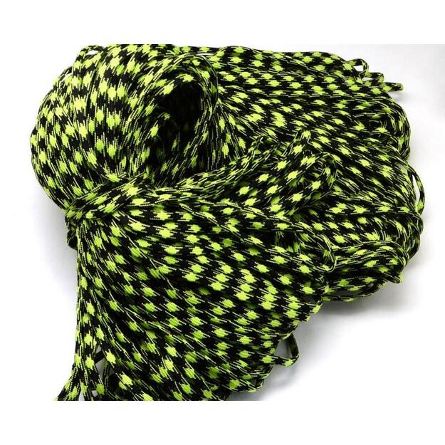 Parašiutų virvė(paracord) 4mm šv. žalia/juoda 1m