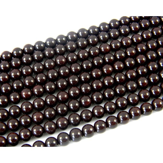 Stiklinis karoliukas apvalus rudas 6mm, juosta