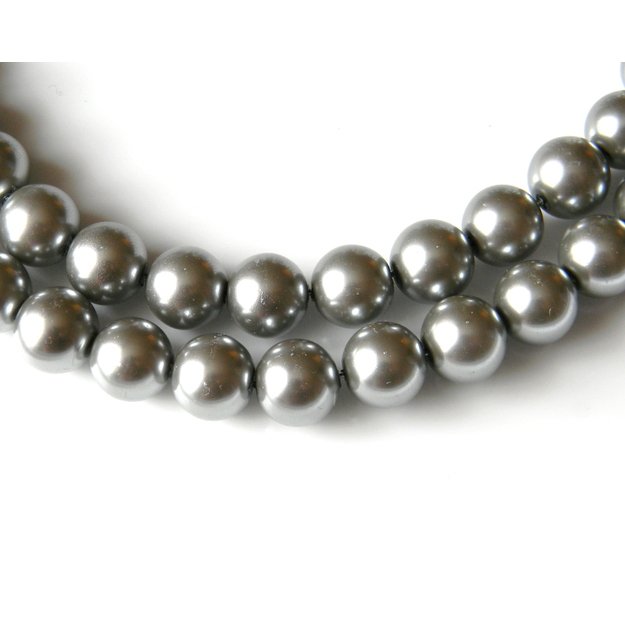 Stikliniai perlai sidabro sp. 12 mm juosta 80cm