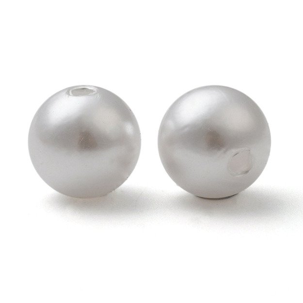 Akriliniai karoliukai-perliukai apvalūs balti 10mm <b>10g</b>