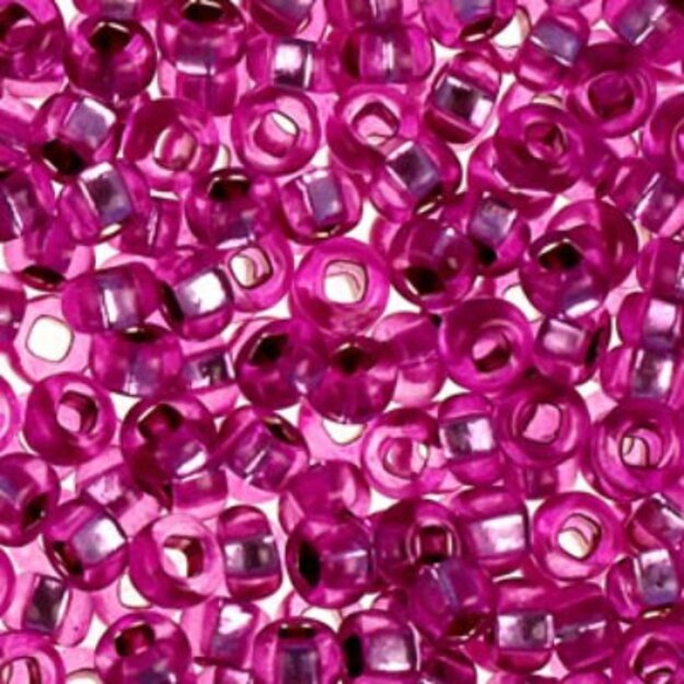 Čekiškas biseris Crystal skaidrus fuksijos su sidabro šerdim(08225) 10/0 50g