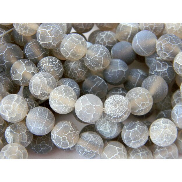 Agatas daužtas apvalus pilkas 10mm, juosta