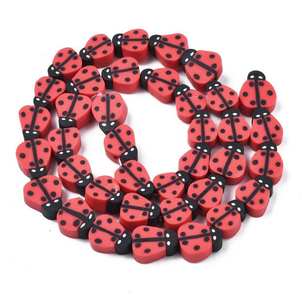 Fimo /polimerinio molio karoliukai boružėlės 8-12x8-10mm juosta
