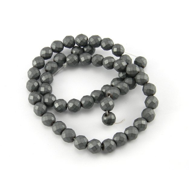 <b>Hematitas</b> matinis apvalus facetuotas 8mm juosta