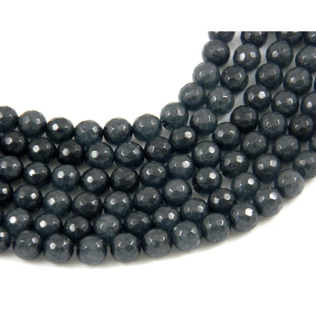 žadeitas apvalus facetuotas t. žaliai pilkas 8mm, juosta