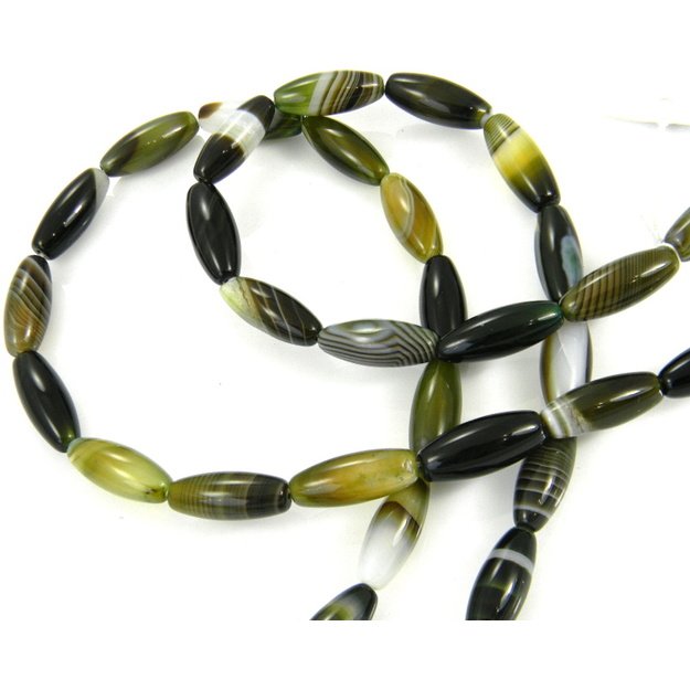 <b>Agatas</b> žalias juostuotas statinaitė 8x20mm