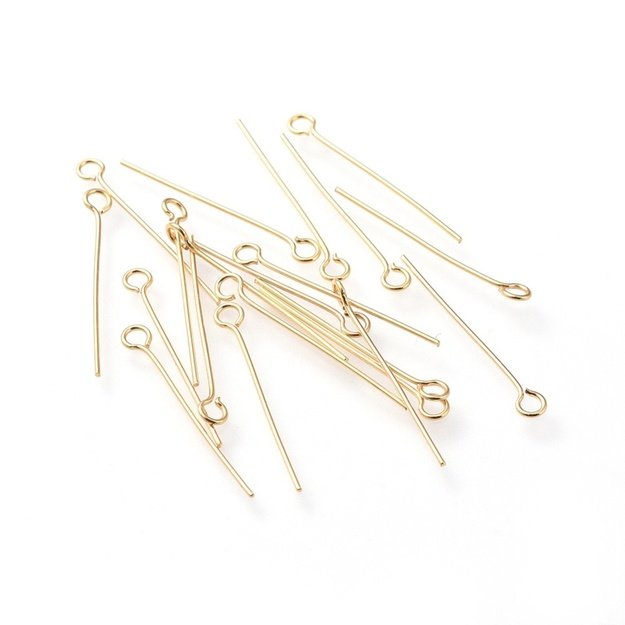 Nerūdijančio plieno smeigtukas su kilpute aukso sp. 0,7x25mm