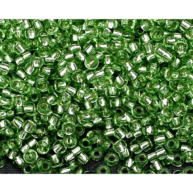Čekiškas biseris Crystal žalias su sid. šerdim(08265) 10/0 50g