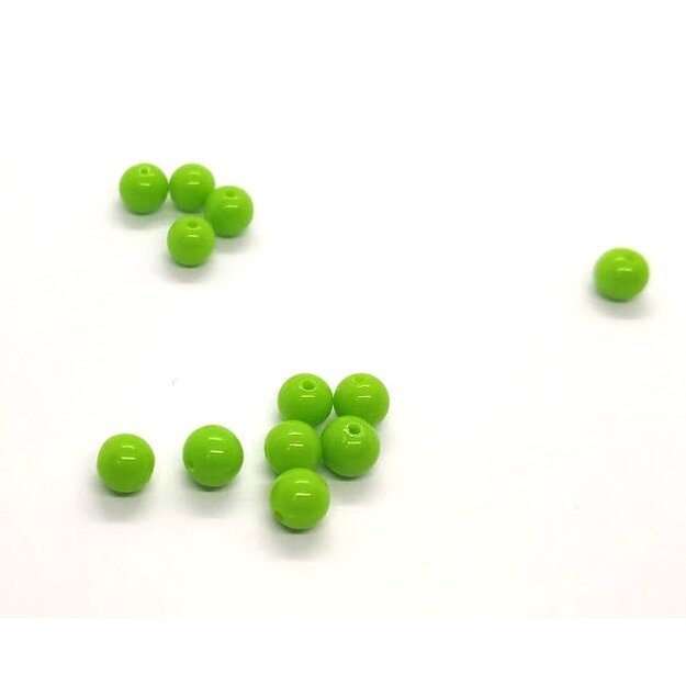 Plastikinis karoliukas žalias 6mm 30vnt