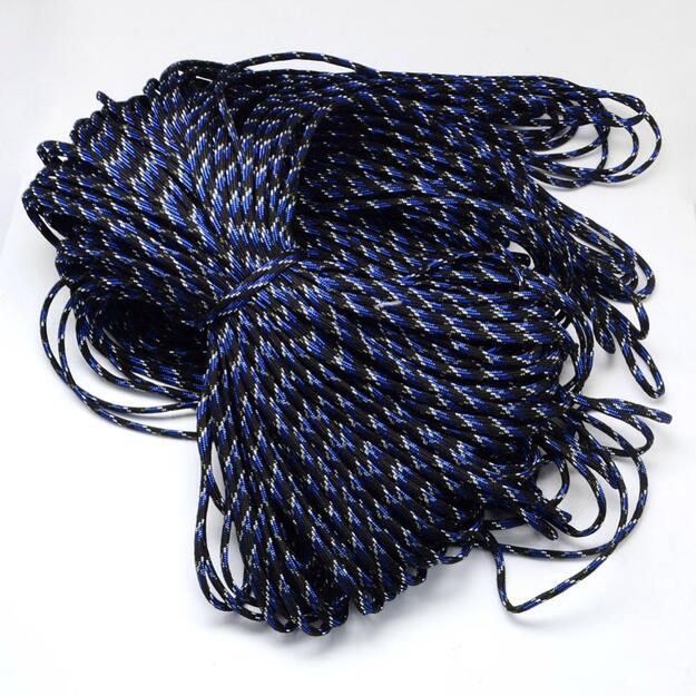 Parašiutų virvė(paracord) 4mm mėlyna/juoda/balta sp. 1m