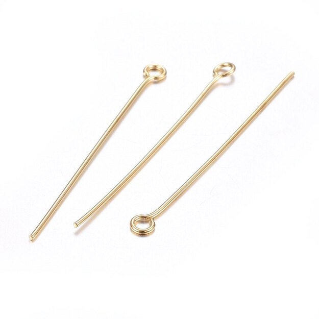 Nerūdijančio plieno smeigtukas su kilpute aukso sp. 0,6x40mm