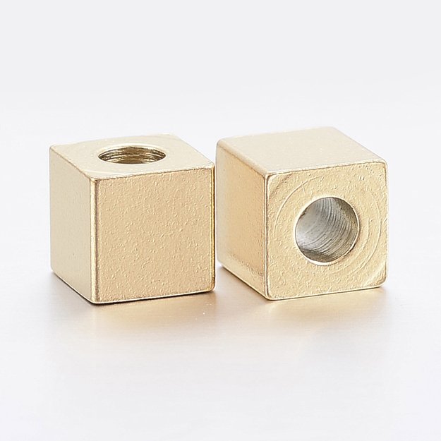 Intarpas nerūdijančio plieno kubelis aukso sp. 6x6x6mm