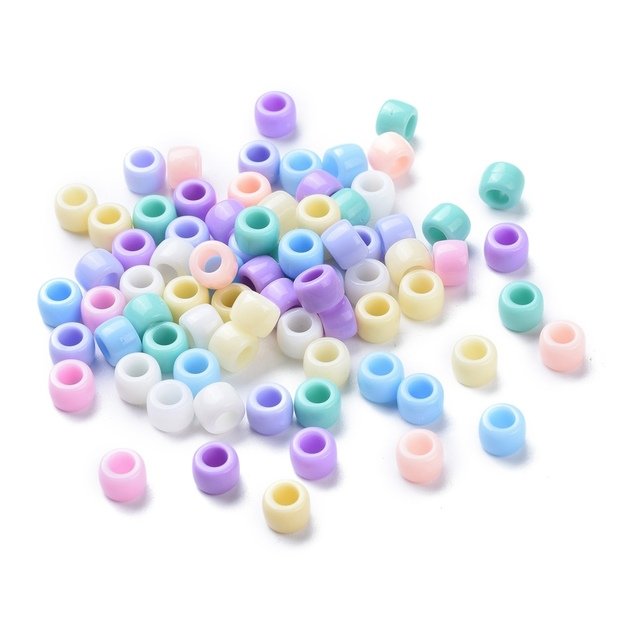 Akriliniai karoliukai cilindrai pastelinių spalvų 8x6mm <b>20g</b>