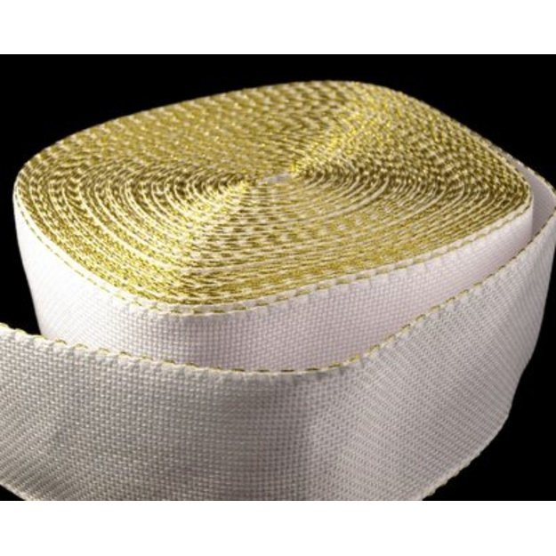 Siuvinėjimo audinys KANAVA baltas su aukso krašteliu 70mm pločio, 50cm