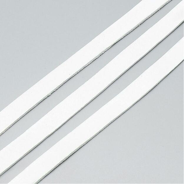 Natūralios odos dirželis 10x2mm baltas <b>1m</b>
