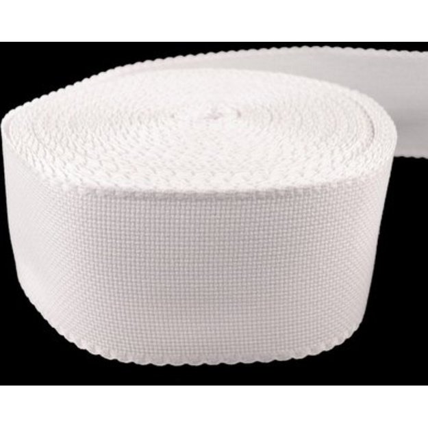 Siuvinėjimo audinys KANAVA baltas su baltu krašteliu 70mm pločio, 50cm