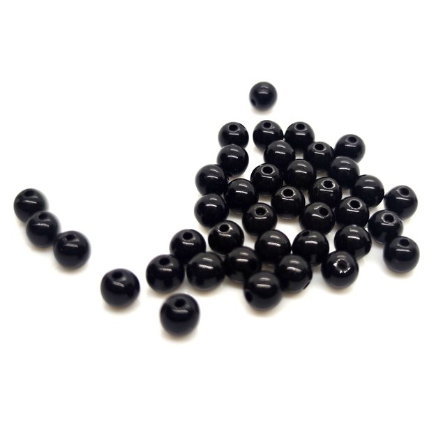 Plastikinis karoliukas juodas 6mm <b>20vnt</b>