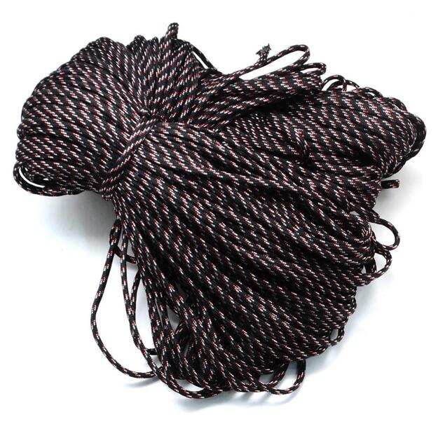Parašiutų virvė(paracord) 4mm juoda/balta/raudona 1m