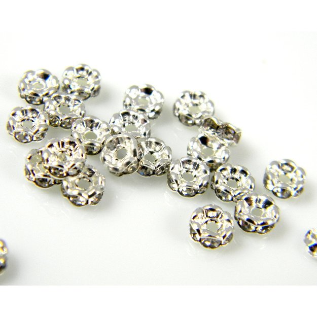 Intarpai sidabro sp. su skaidriomis akutėmis 4x2mm 10 vnt.