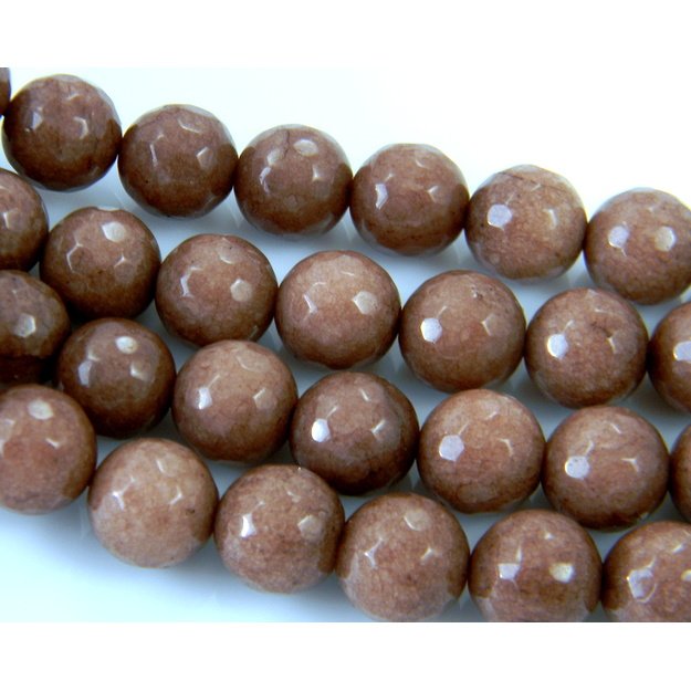 žadeitas  apvalus facetuotas rusvas 10mm, juosta