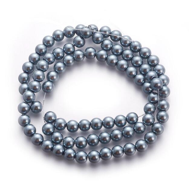 Stikliniai  perlai(HY) pilki 4mm juosta 80cm