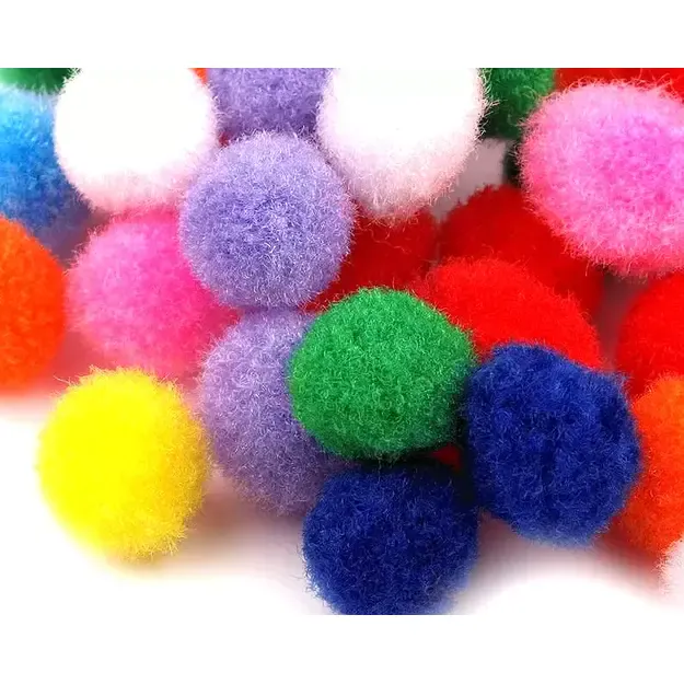 Pom Pom poliesterio kamuoliukai įvairiaspalviai 11mm 50vnt