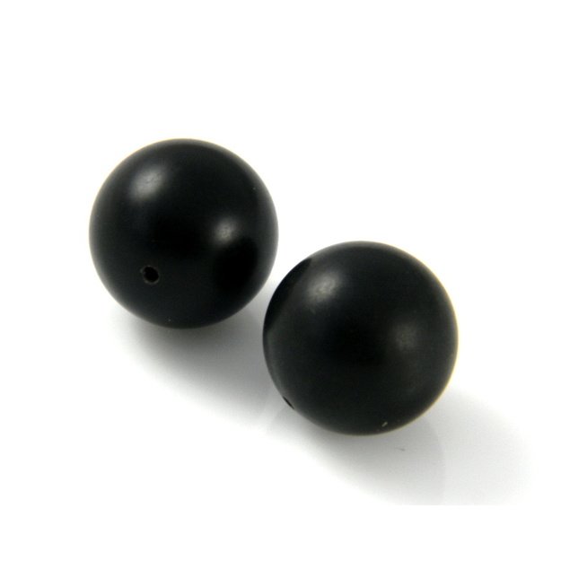 Gintarinis karoliukas apvalus juodas matinis 13mm