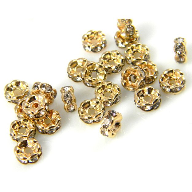 Intarpai aukso sp. su skaidriomis akutėmis 4x2mm 10 vnt.