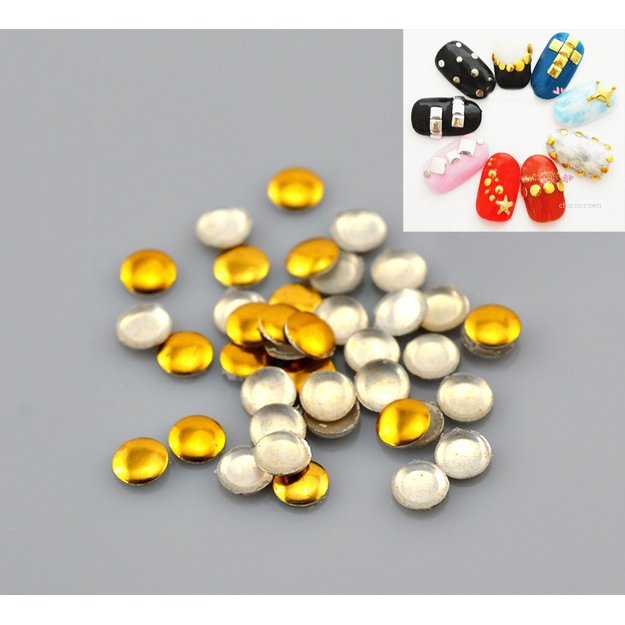 Akutės nagams aukso sp. apvalios 3mm, 1000vnt