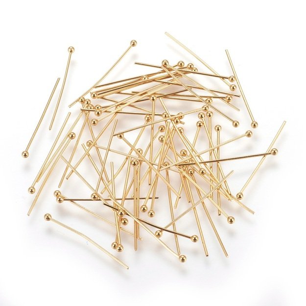 Nerūdijančio plieno smeigtukas su rutuliuku aukso sp. 0,6x25mm