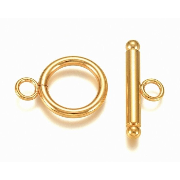 Užsegimas nerūdijančio plieno Ratukas paauksuotas 18,5x14x2mm