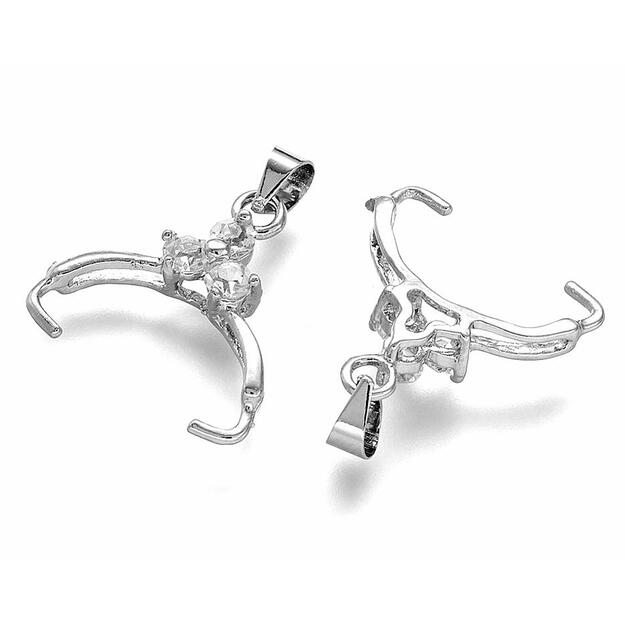 Laikiklis pakabukui platinos sp. su skaidriomis akutėmis 16,5x14~15x5mm