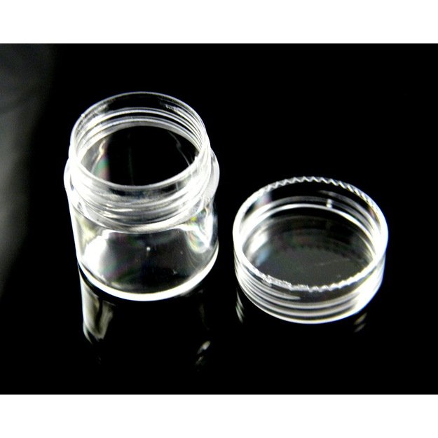 Dėžutė-konteineris karoliukams plastikinis skaidrus 26x29mm