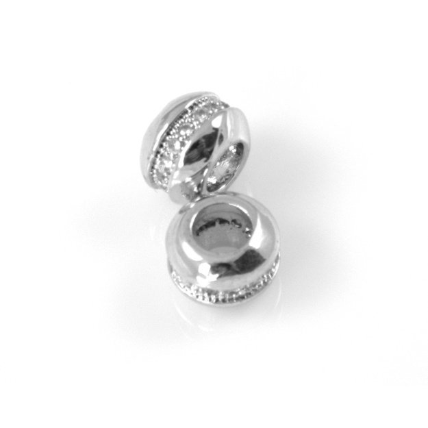 Intarpas žalvarinis rondelė su cirkonio akutėm platinos sp. 7x5mm
