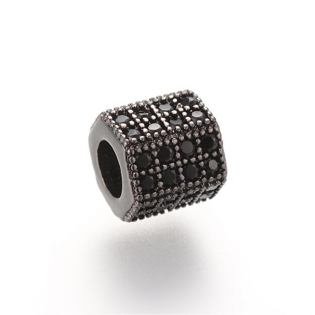 Intarpas žalvarinis šešiakampis su juodom cirkonio akutėm juodintas 7x8mm