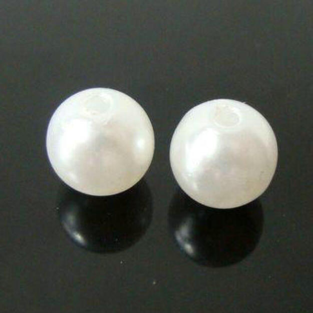 Akrilinis karoliukas perlo imit. apvalus baltas 16mm 10vnt.