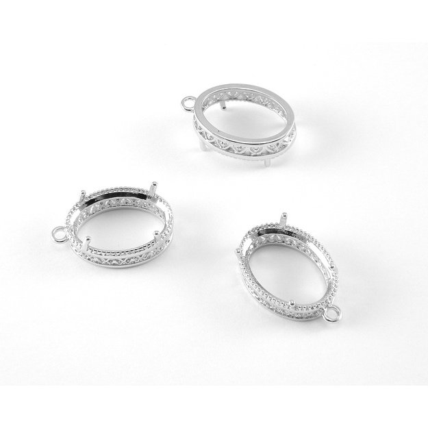 Pakabukas 13x18mm kabošonui ant. sidabro sp. 22x15mm