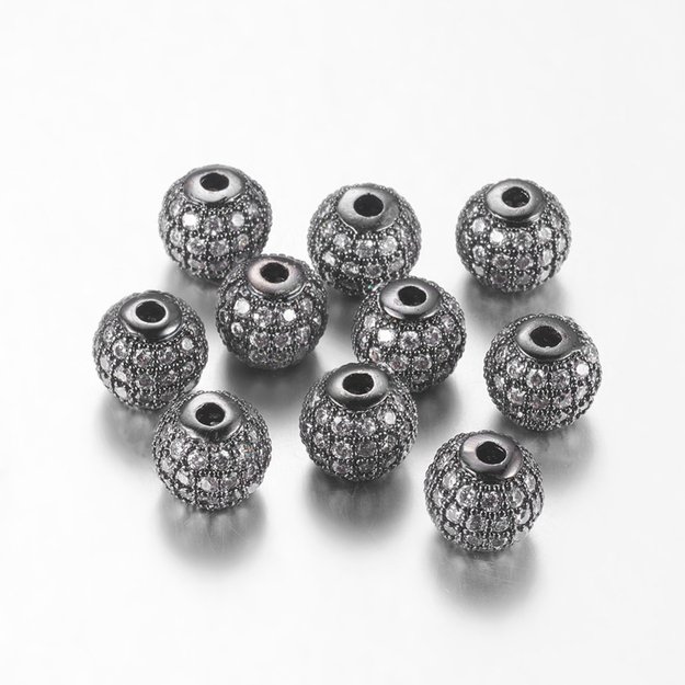 Intarpas žalvarinis Discoball su cirkonio akutėm juodintas 8mm