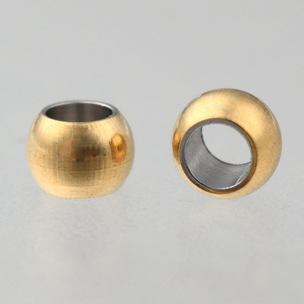 Karoliukas nerūdijančio plieno rondelė aukso sp. 3x2mm <b>6 vnt.</b>