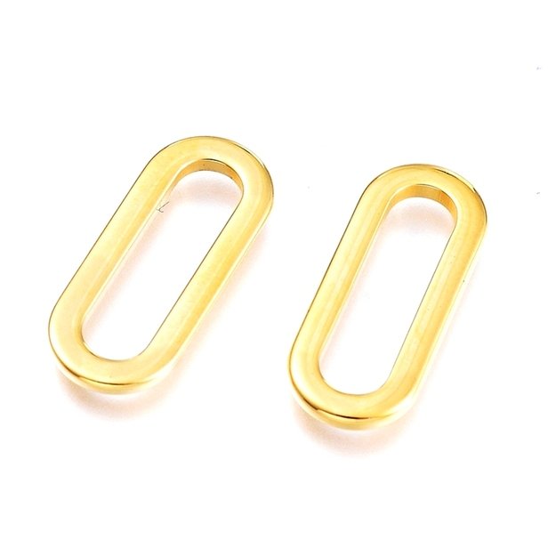 Pakabukas nerūdijančio plieno žiedelis ovalas aukso sp. ~16x6,5x1mm