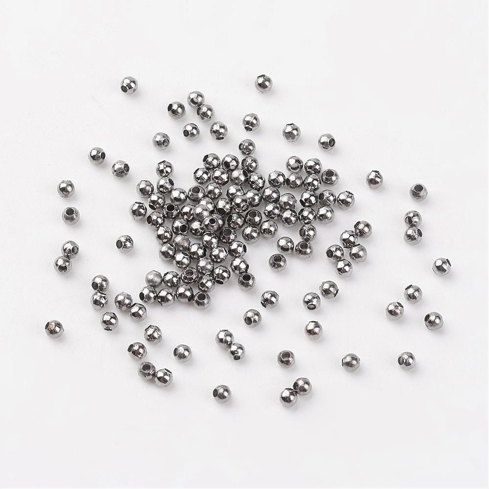 Metalinis karoliukas juodintas 2mm <b>100 vnt</b>