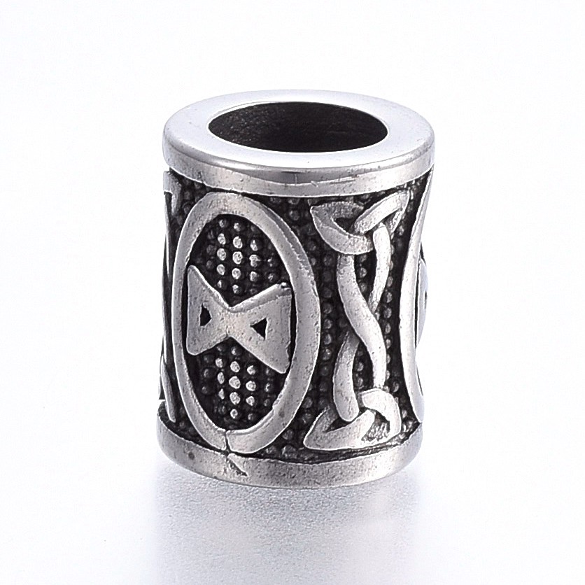 Karoliukas  nerdijanio plieno viking runa DAGAZ 16x13mm